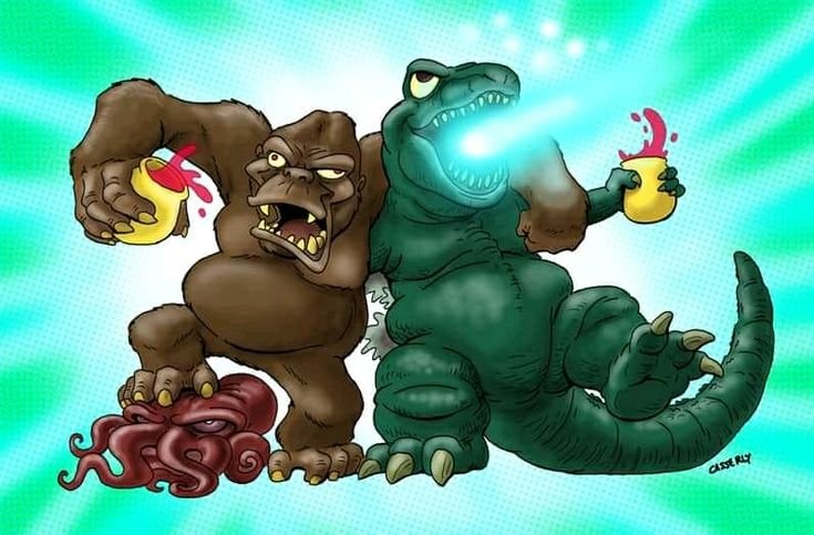 Кинконг и годзилла и собака