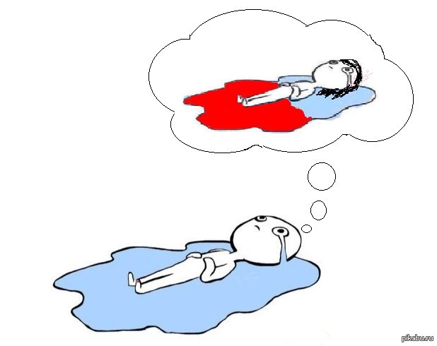 Человечек лежит в луже слез