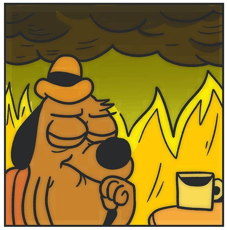 Собака сидит в пожаре