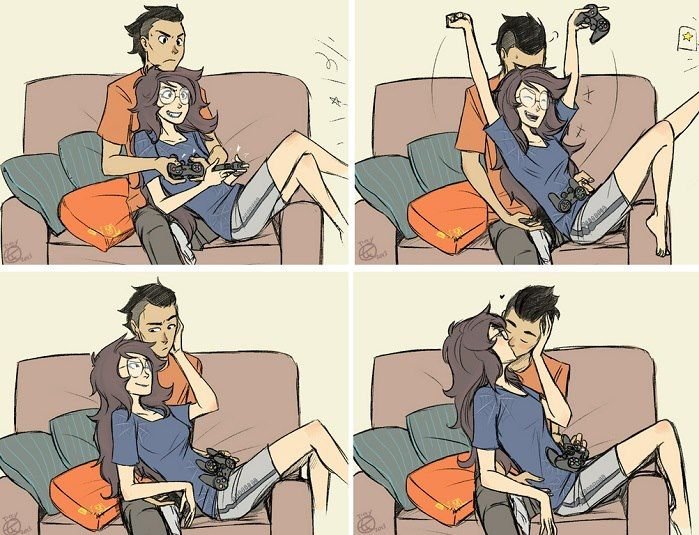 Парень и девушка играют