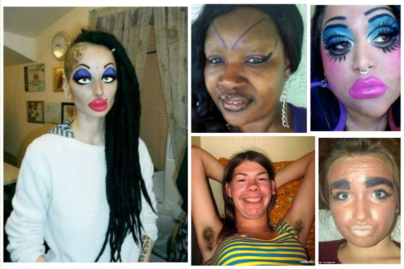 Накрашенное лицо девушки смешное