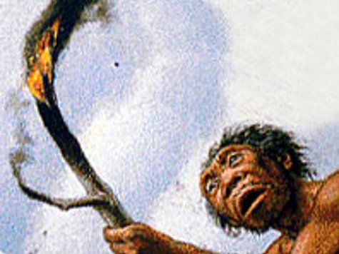 Первобытный человек с факелом