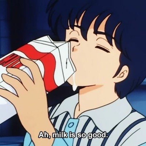 Аниме пьет молоко