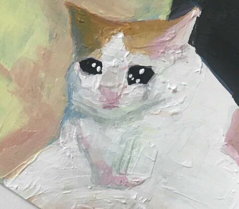 Грустный кот картина