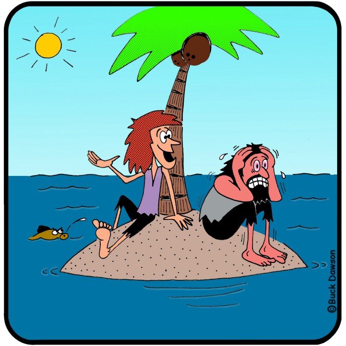 Карикатуры про необитаемый остров