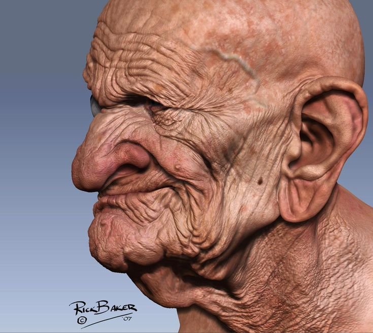 Морщинистое лицо старика