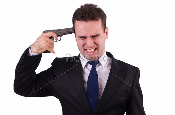 Приставил пистолет к голове