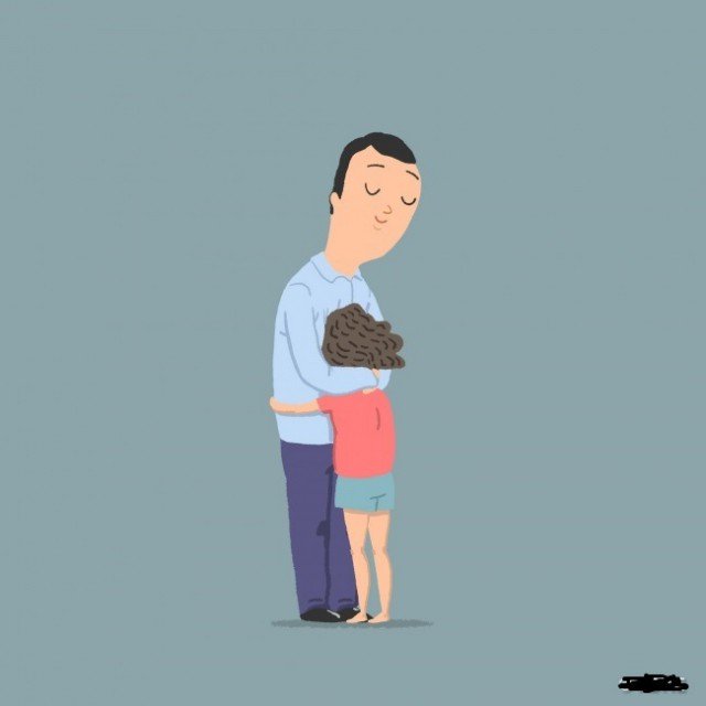 Высокий человек обнимает низкого