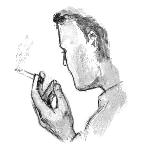 Человек с сигаретой рисование