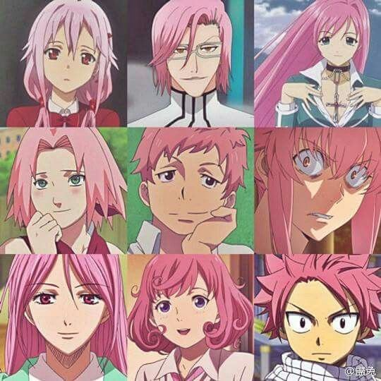 Персонажи из аниме с розовыми волосами