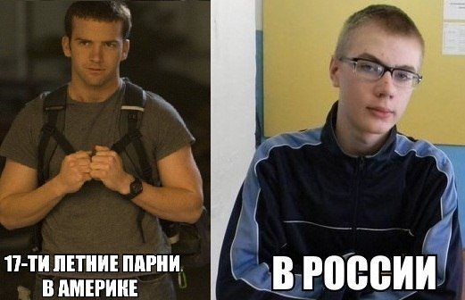 Школьник в России и в Америке Мем
