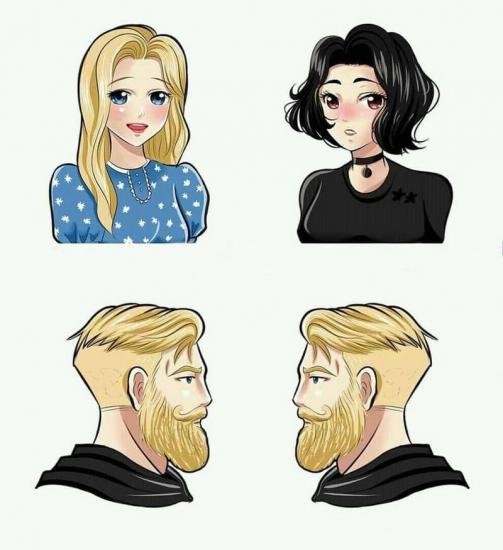 Мем мужчина с бородой и девушка