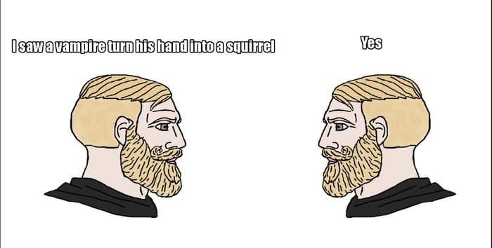 Меме с бородатым мужчиной да