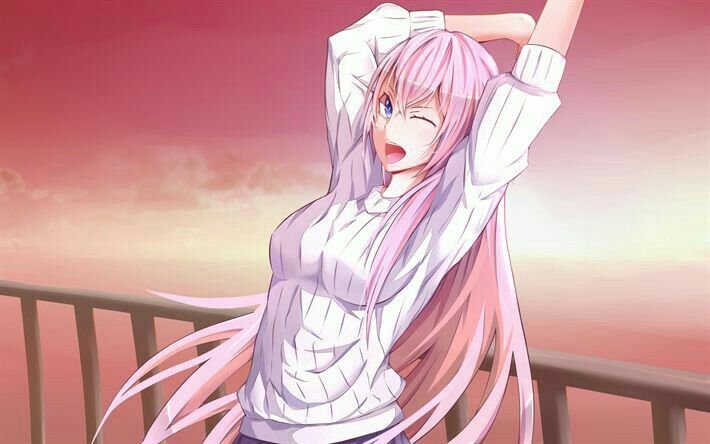 Девушка с розовыми волосами арт