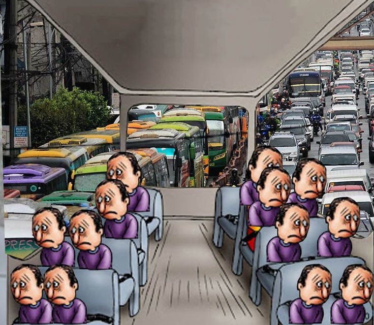 Грустный и веселый в автобусе