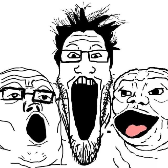 Мужик с открытым ртом показывает пальцем