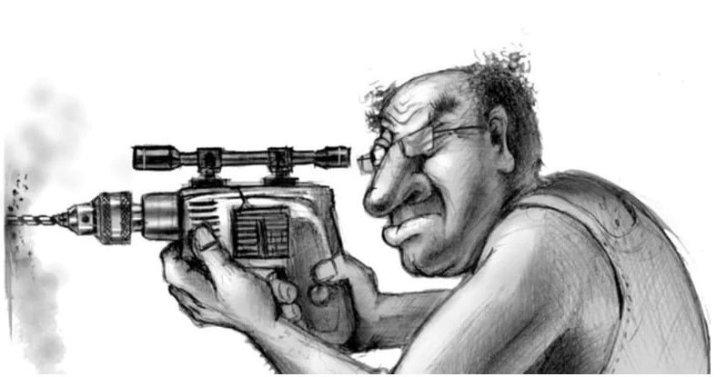 Человек дрель