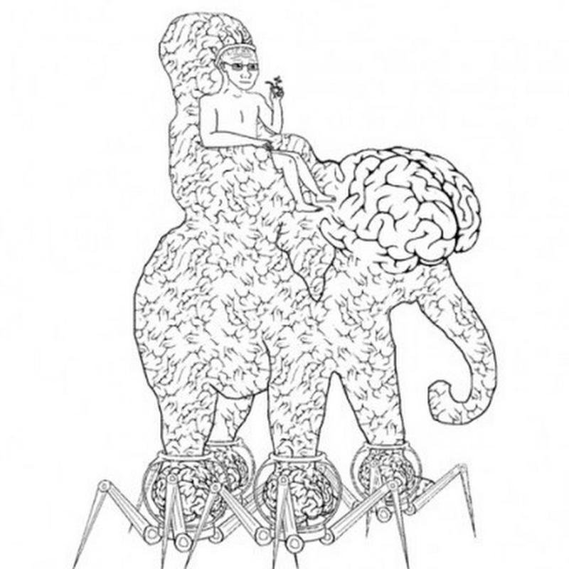 Человек на слоне из мозгов