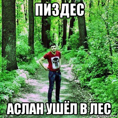 Мужик ходит по лесу