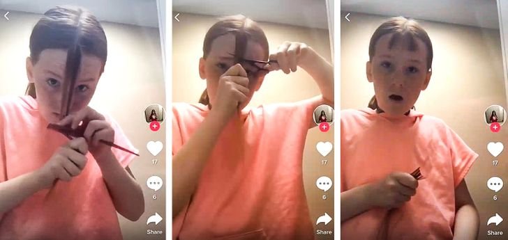 Девушка с челкой