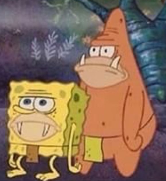 Губка Боб и Патрик неандертальцы