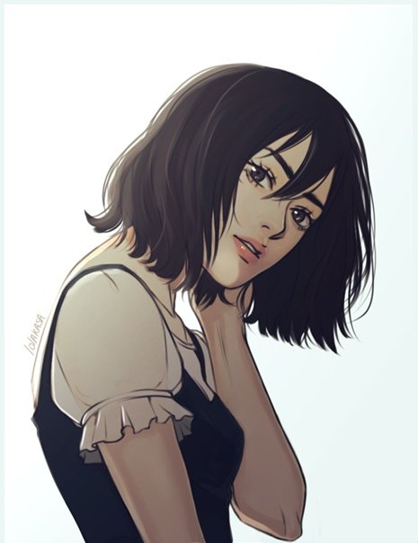 Атака титанов Микаса с короткими волосами