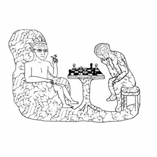 Чел с мозгом Мем