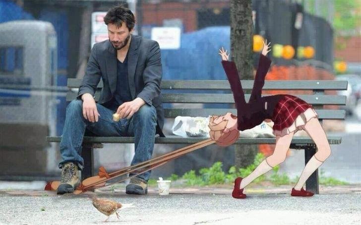 Киану Ривз на лавке