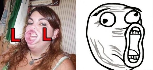 Лицо с вытянутыми губами