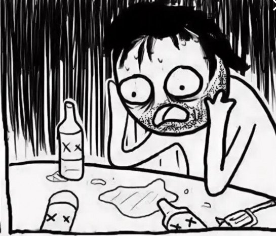 Мем с бутылкой за столом