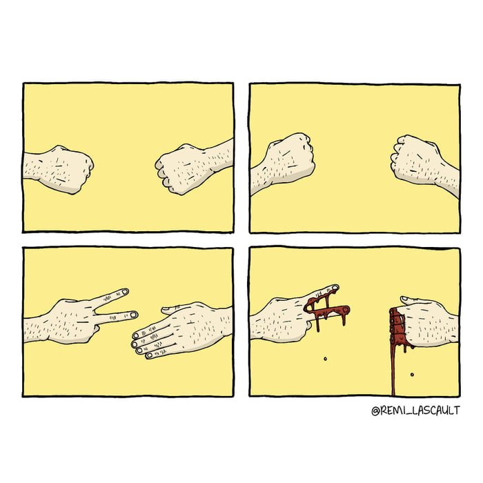 Комикс камень ножницы бумага