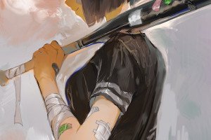 Аниме девушка с битой