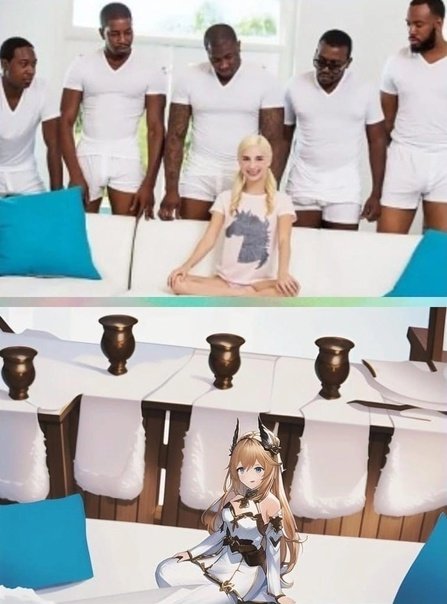 Негры вокруг девушки