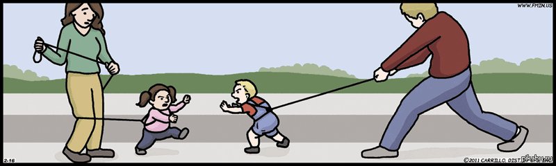 С человеком на поводке и спокойным