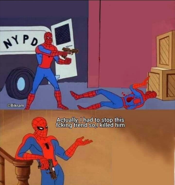 Мем человеки пауки показывают друг