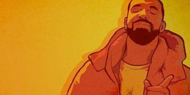 Дрейк в оранжевой куртке