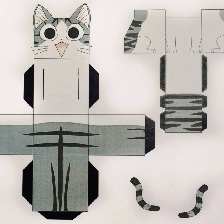 Квадратный кот из бумаги