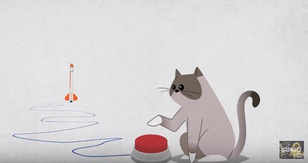 Кот на ракете вниз
