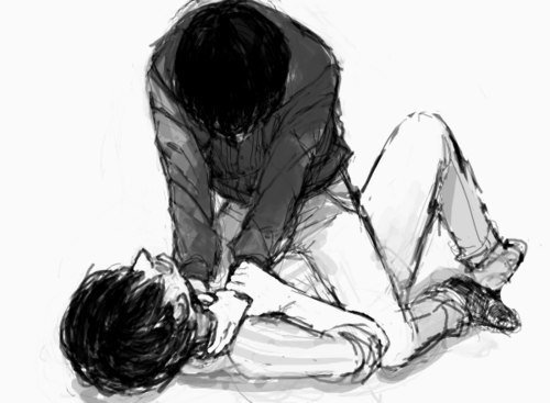 Человек душит другого аниме