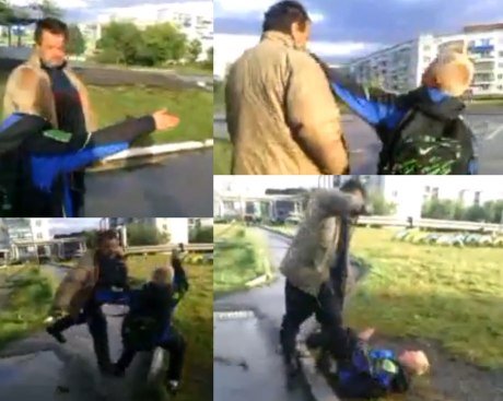 Бомж компот избил школьника