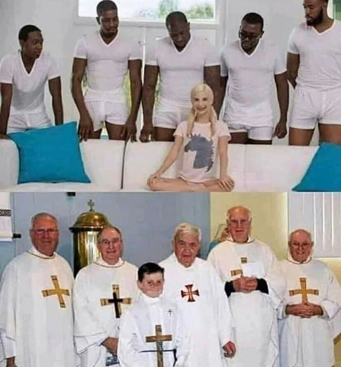 Белая девочка в окружении негров