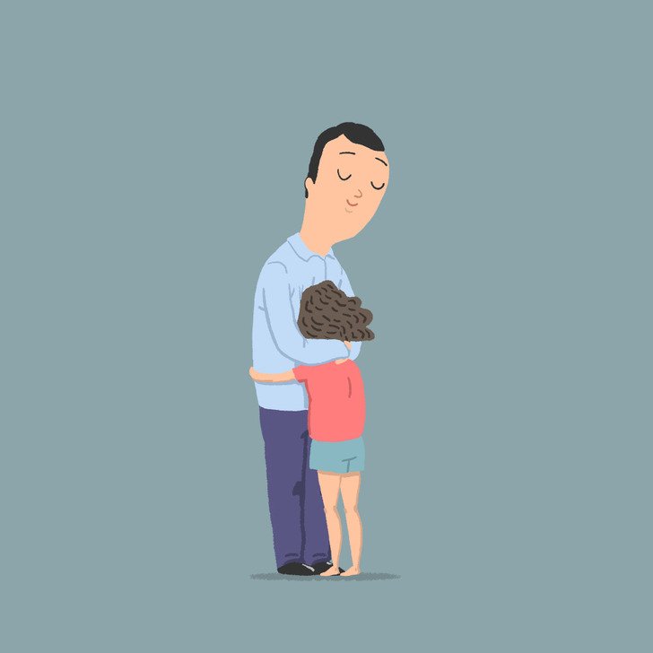 Высокий человек обнимает низкого