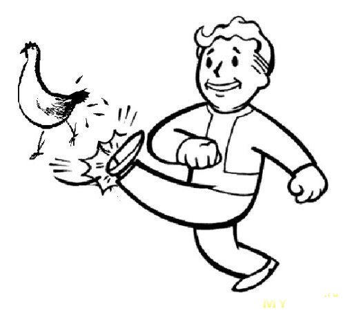 Мужик пинает курицу