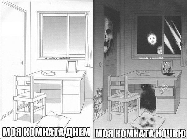 Карикатура комната ночью