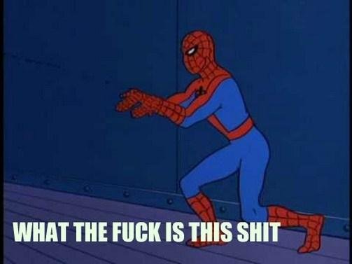 Мем с человеками пауками которые показывают