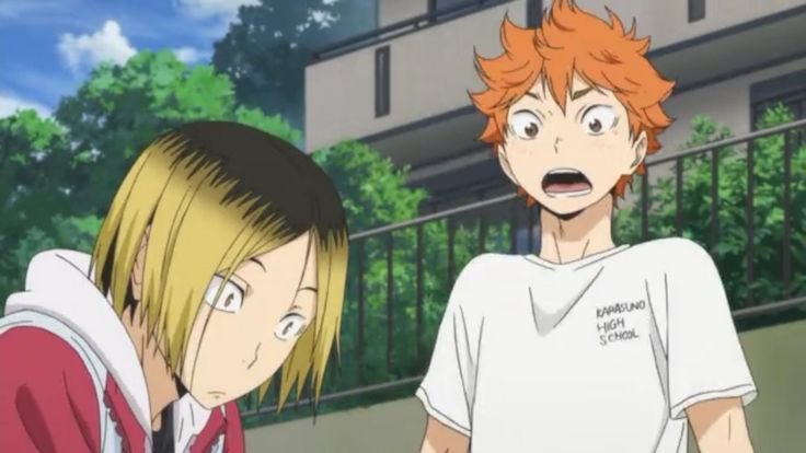 Волейбол кадры из аниме Хината и Кенма