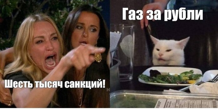 Мем кот за столом и две женщины