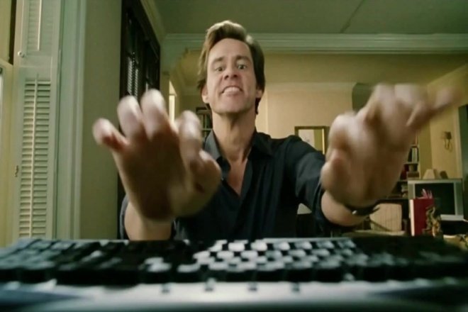 Джим Керри Брюс Всемогущий пальцы