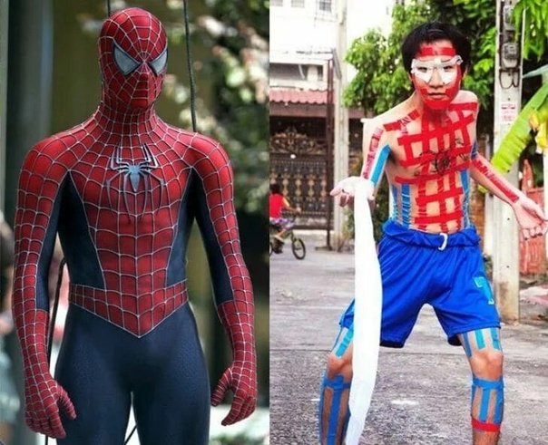 Костюм человека паука прикол