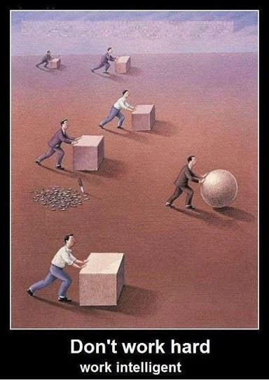 Человек толкает камень